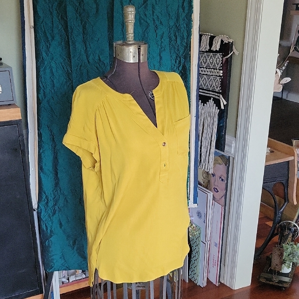 Mustard Short Sleeve Blouse